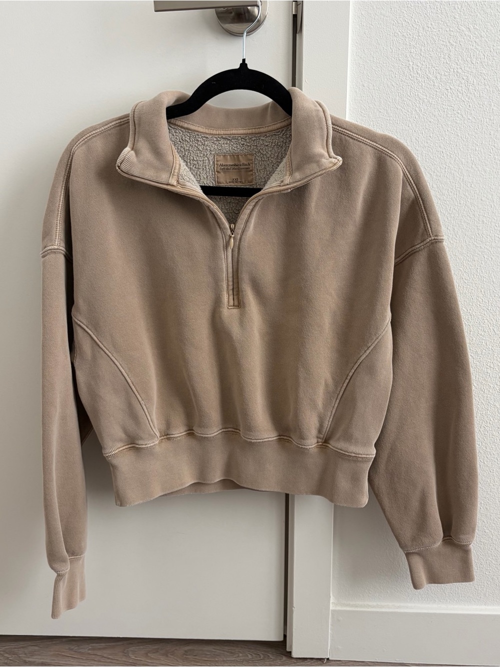 Abercrombie & Fitch Quarter-Zip Pullover Sweater XXS - Beige